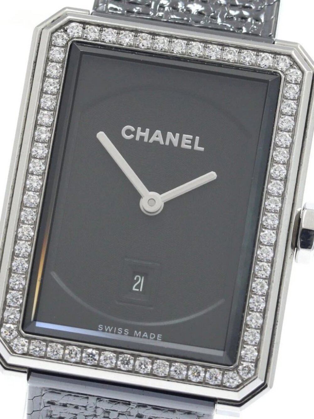 CHANEL Boyfriend tweed H5318 Diamond Bezel black Dial Quartz Boy's Watch_942721